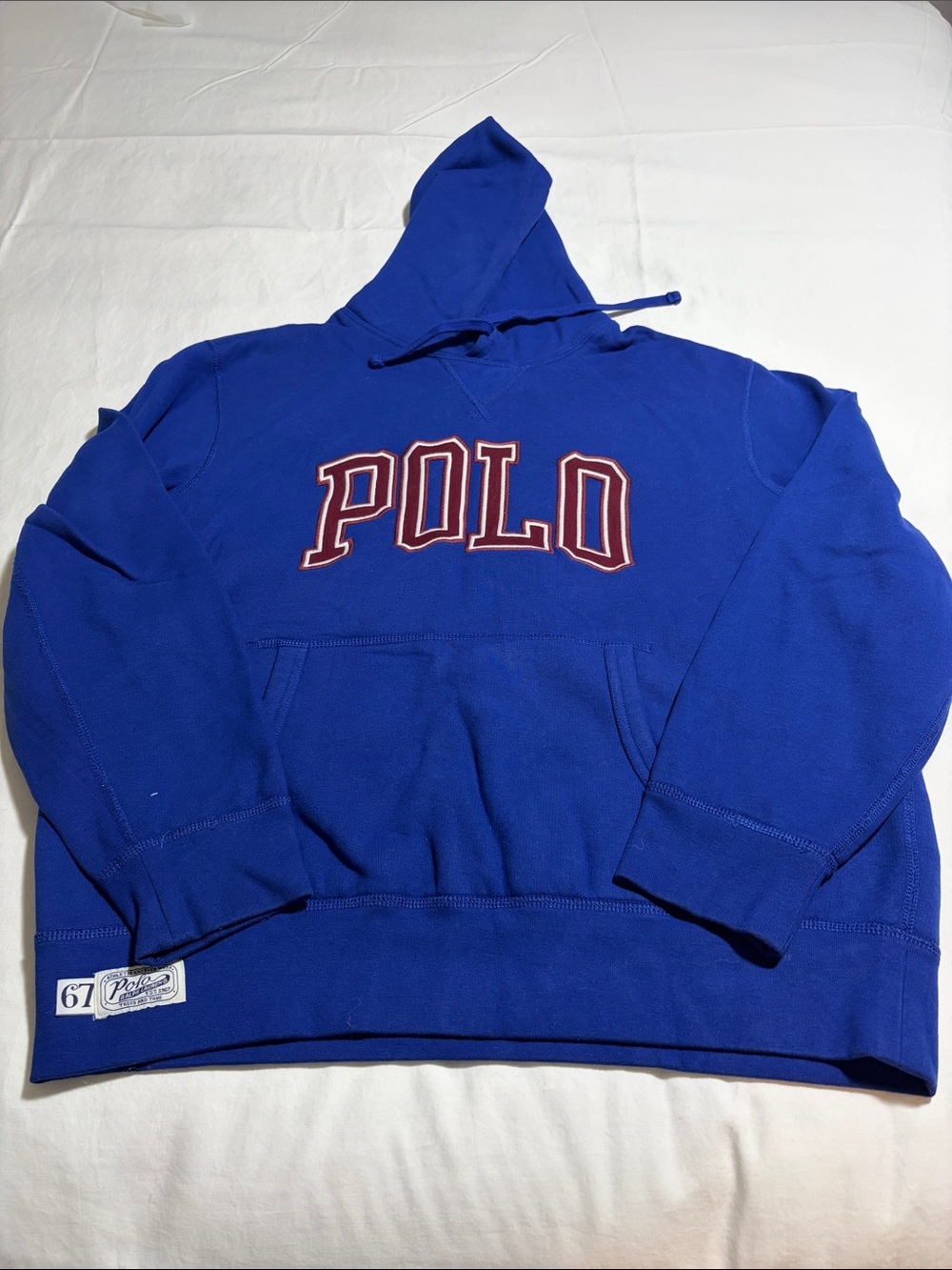 Polo by Ralph Lauren Blue Hoodie with Red Trimmed Logo